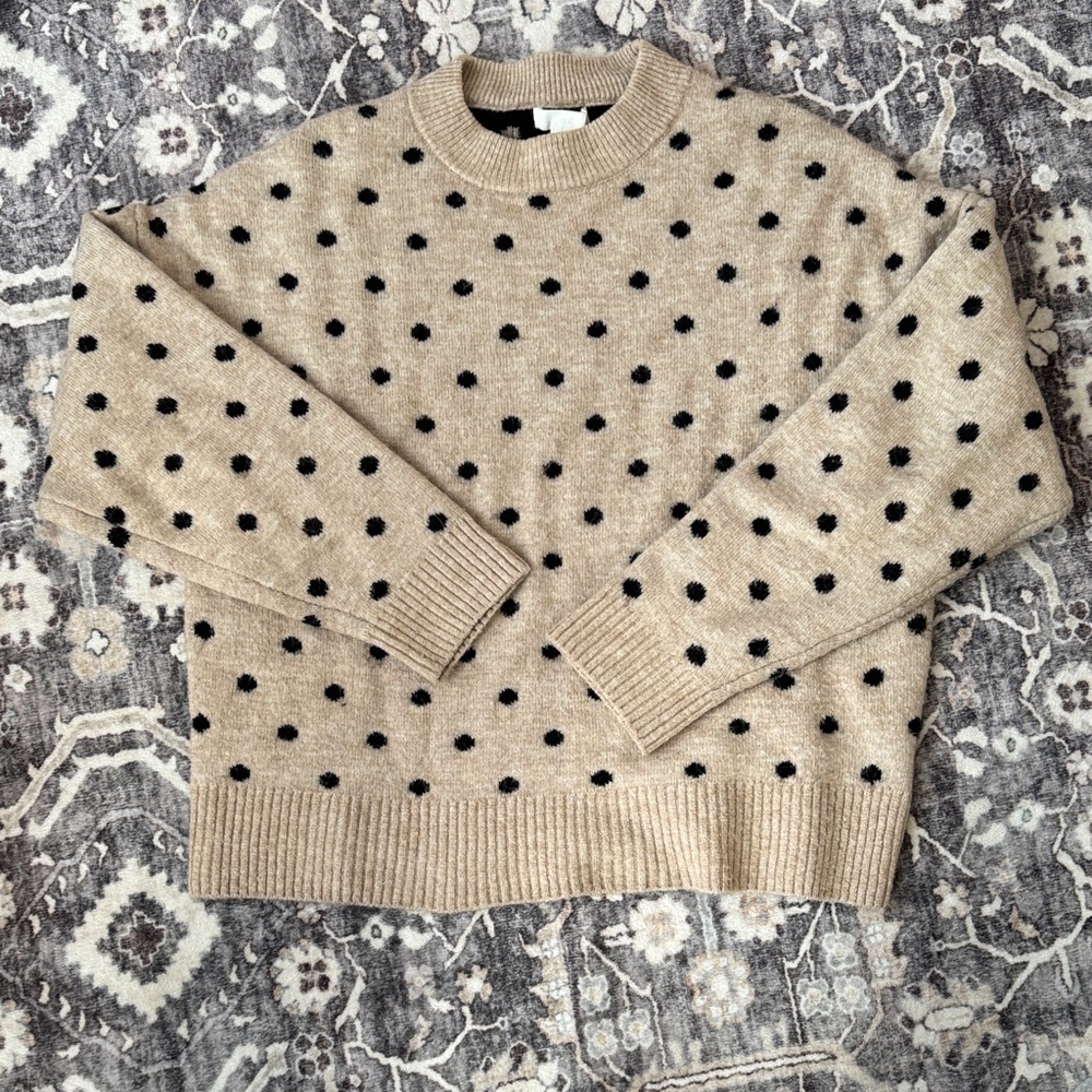 H&M Tan and Black Polka Dot Sweater